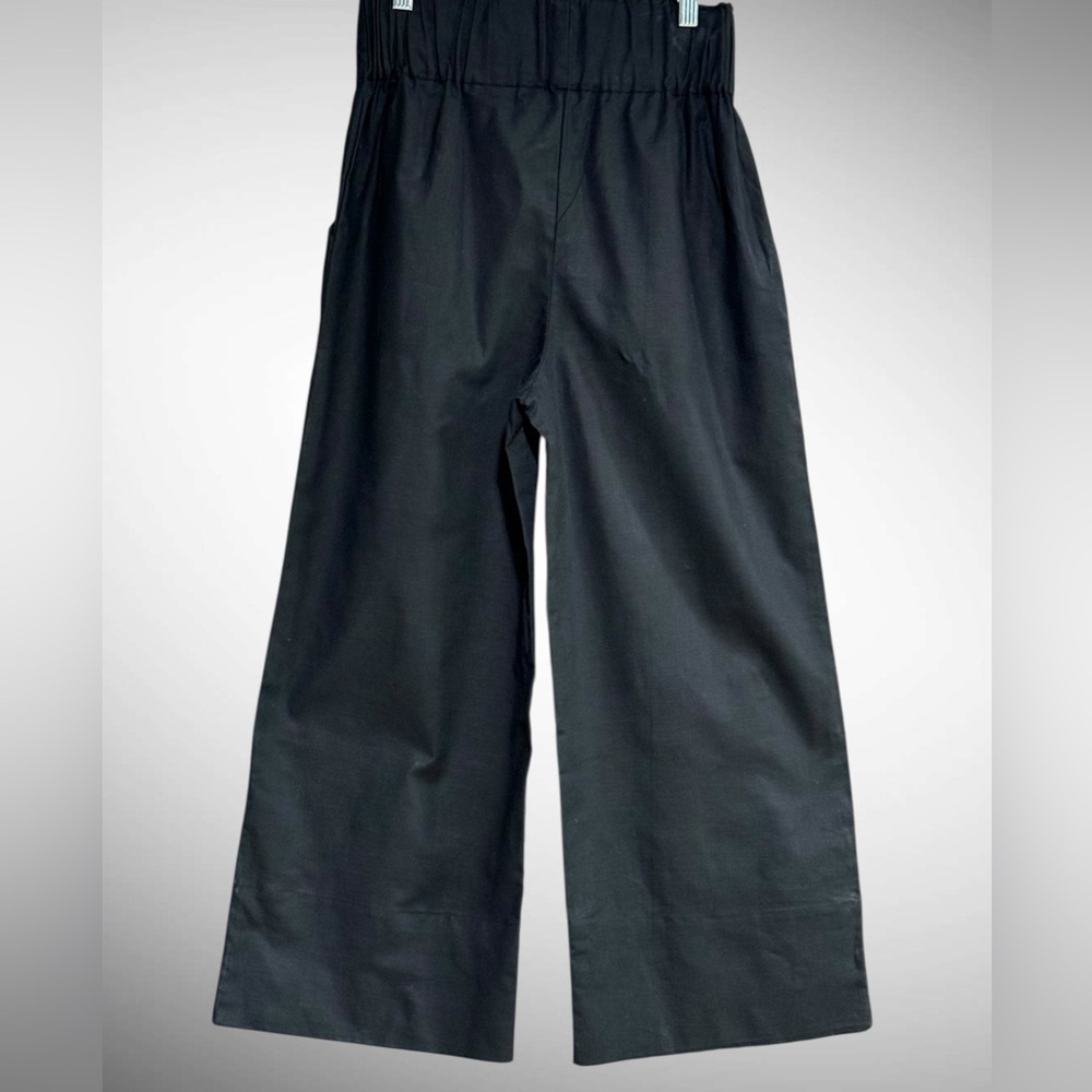 Kourt Flax Linen Crop Summer Pants Black Size Medium Wide Leg Crishelle - Picture 4 of 15